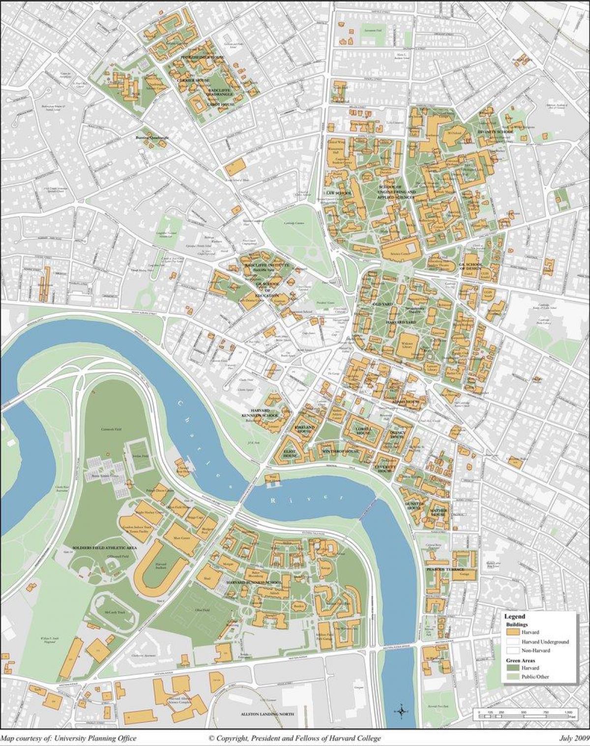 A Harvard egyetem térkép