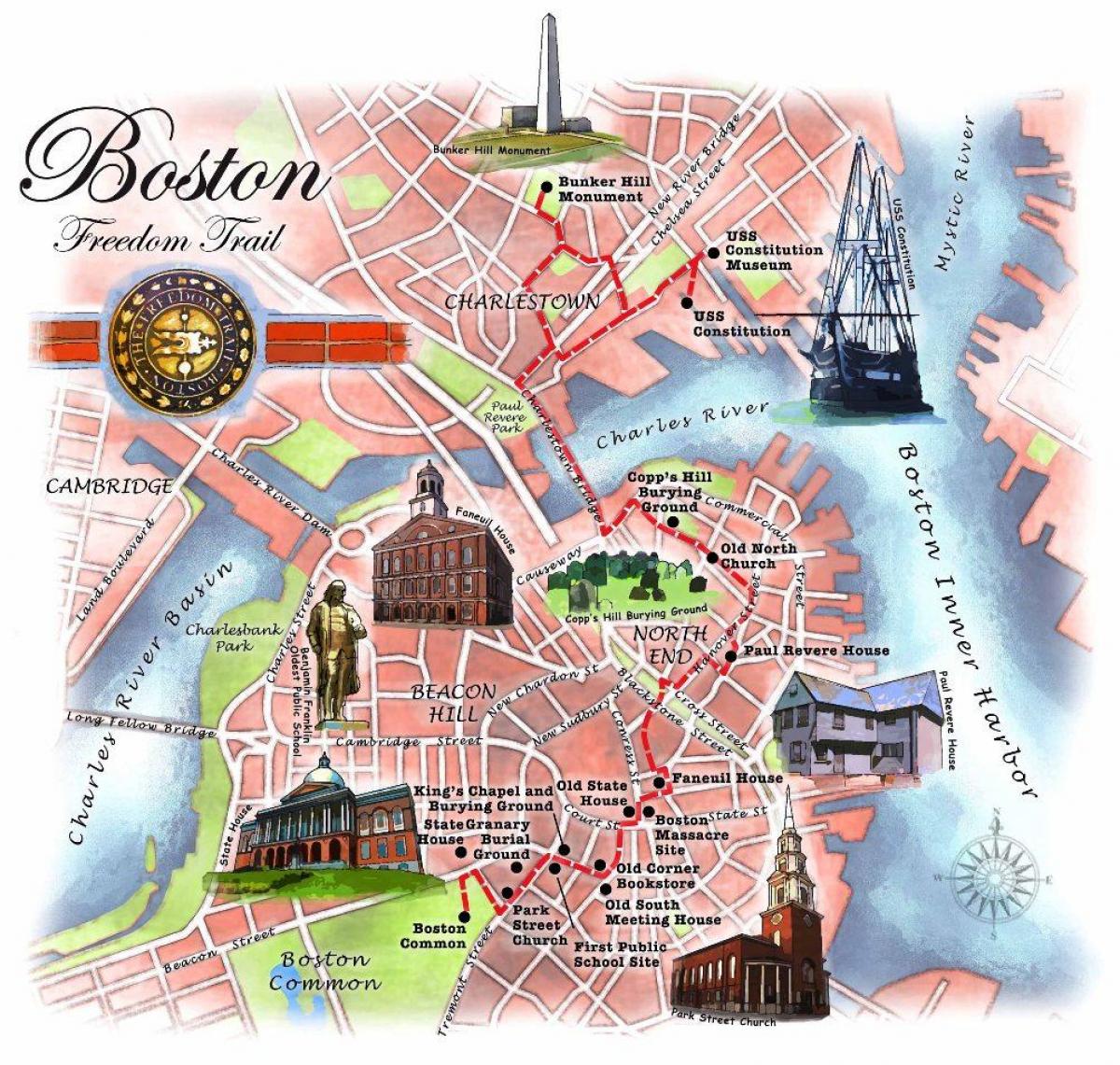 freedom trail térkép Bostoni