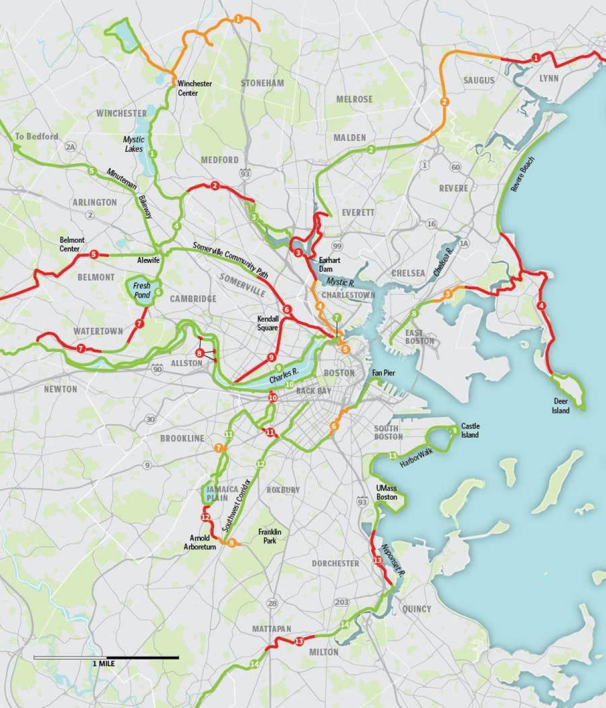 térkép Boston kerékpár