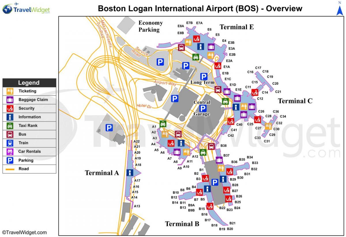 Logan airport terminal térkép