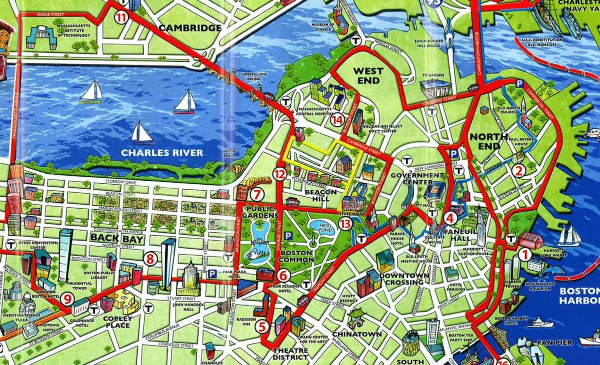 térkép Boston látnivalók
