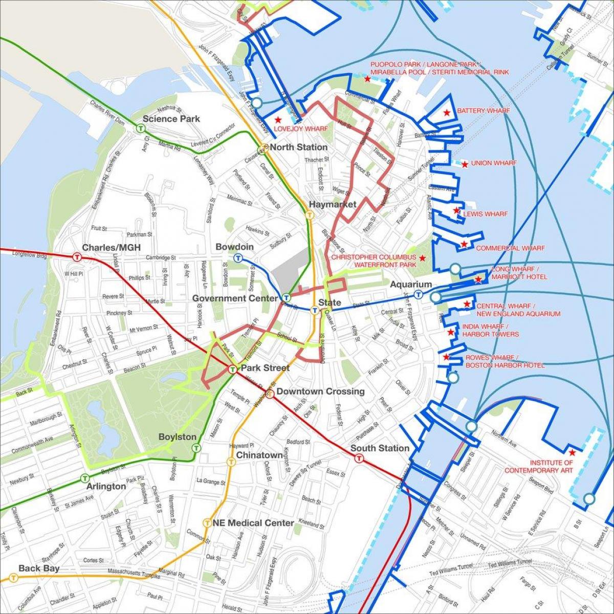 Boston túra térkép