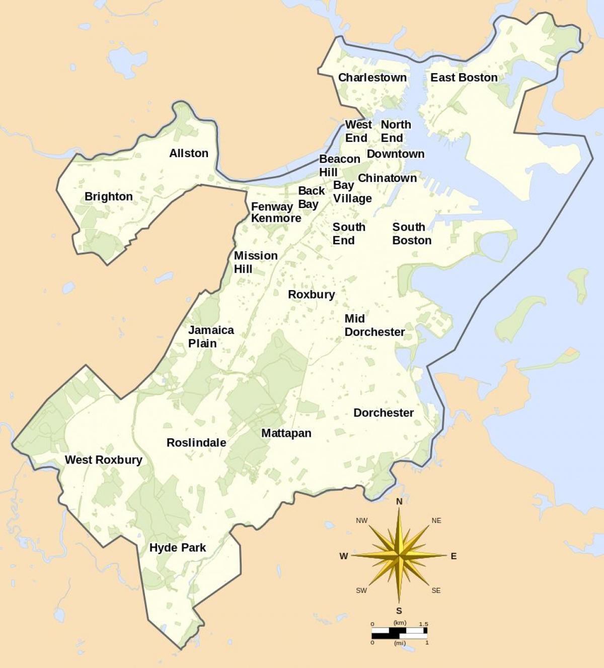 térkép Boston környező terület