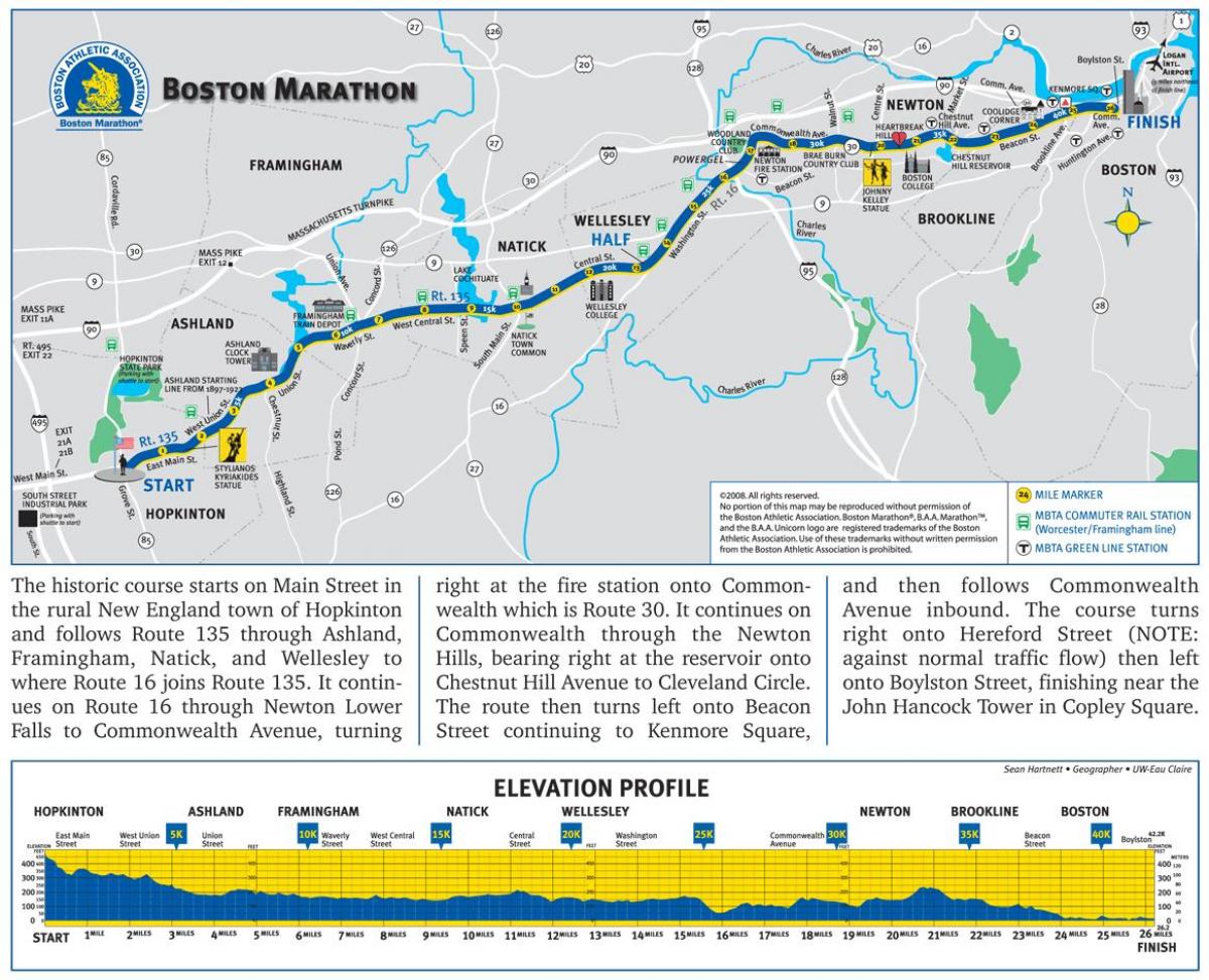 Bostoni maraton magassági térkép