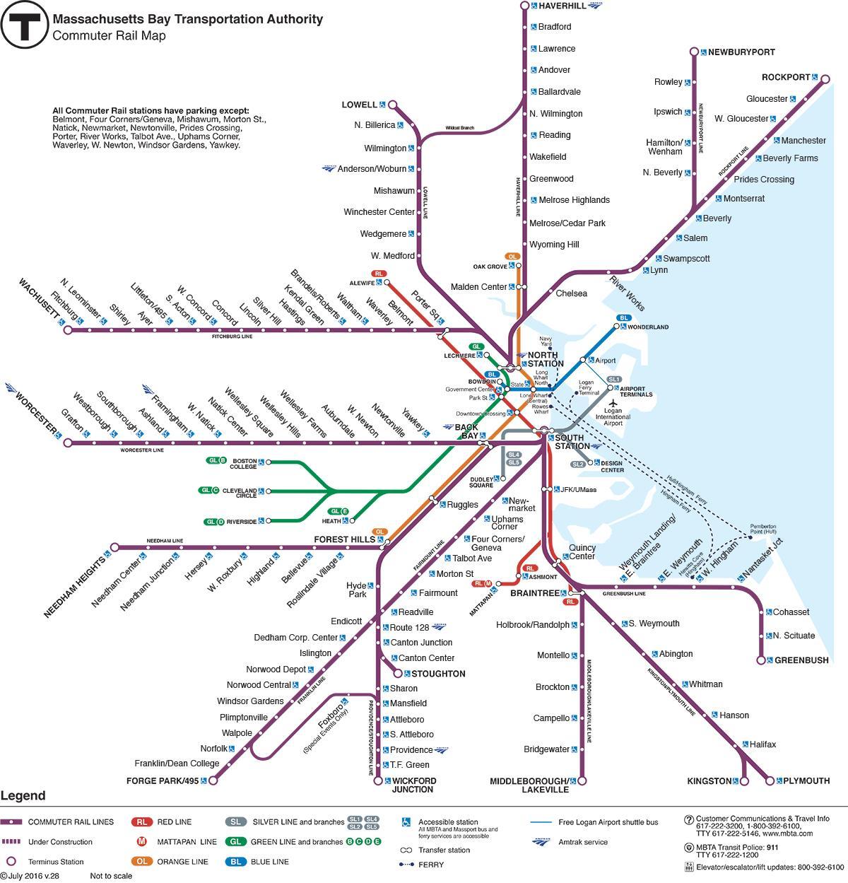 elővárosi vasúti térkép Bostoni