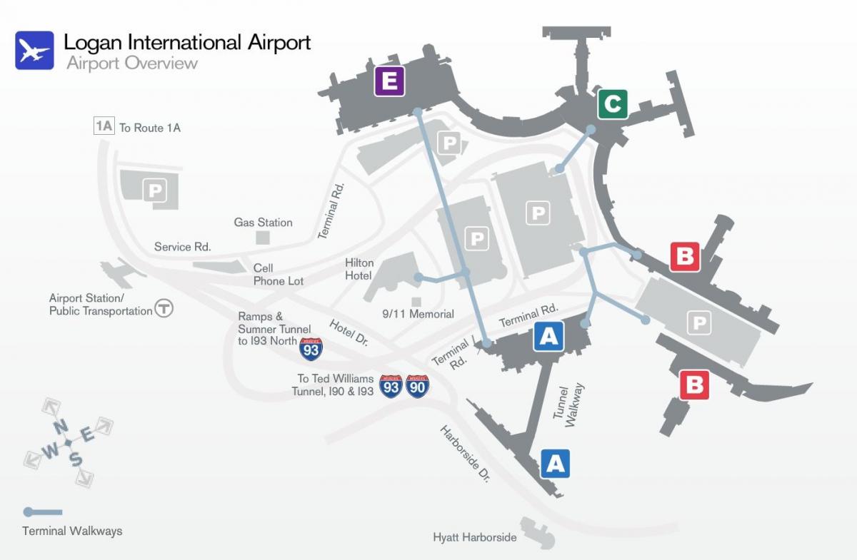 térkép Logan airport b terminál