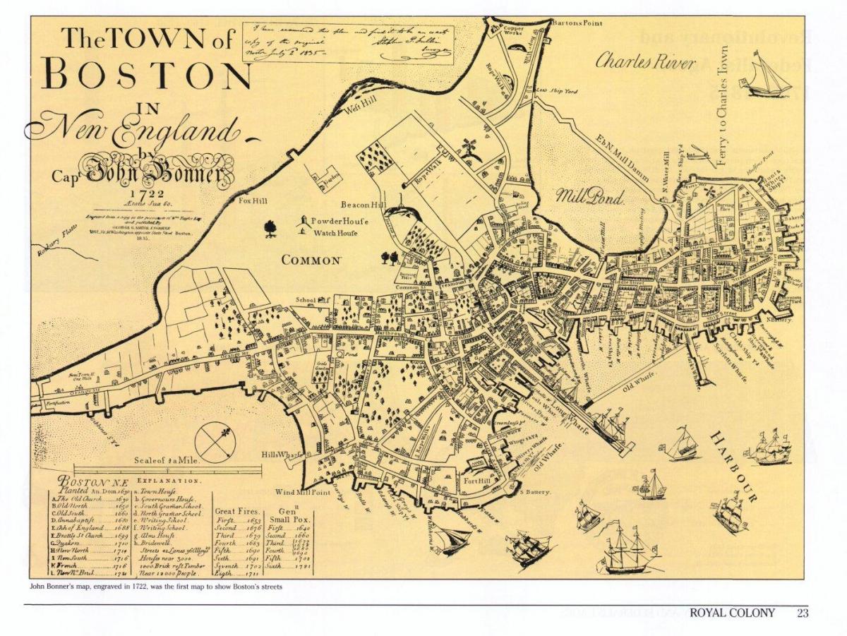 régi térkép Bostoni