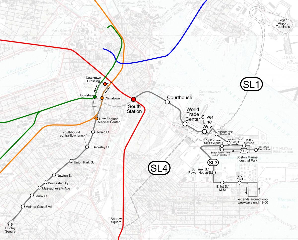 silver line térkép Bostoni