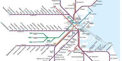 Elővárosi vasúti térkép Bostoni
