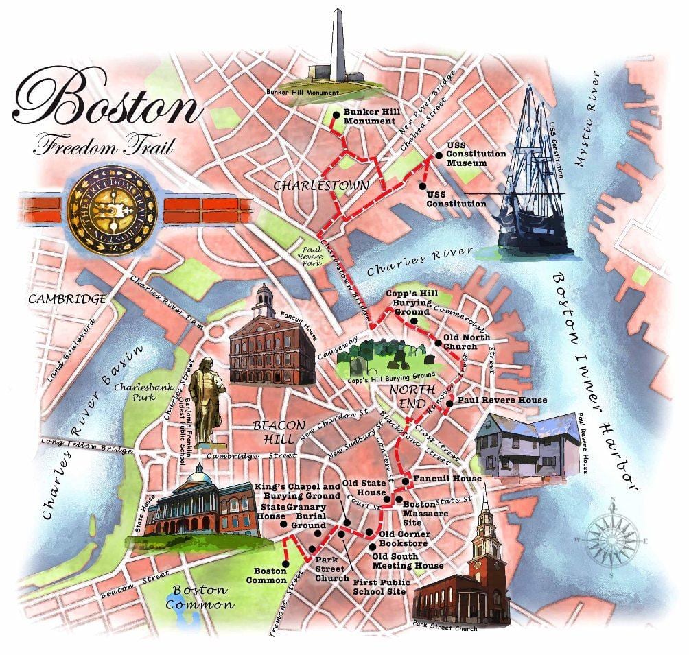 freedom trail térkép Bostoni