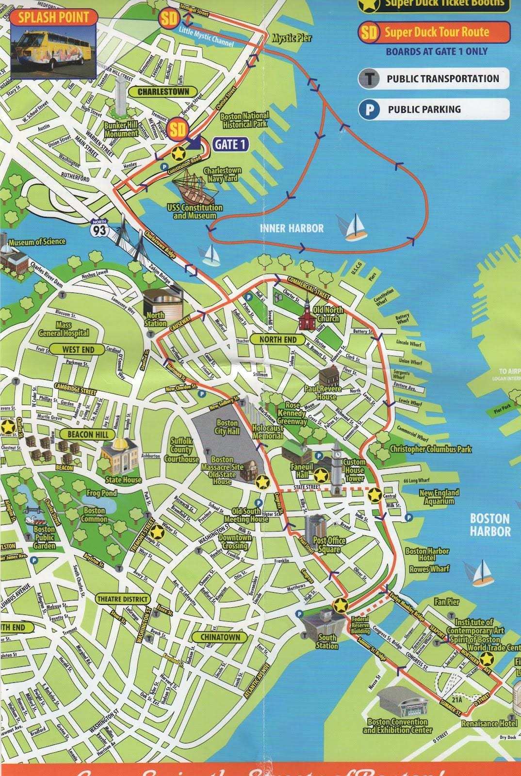 térkép Boston városnézés