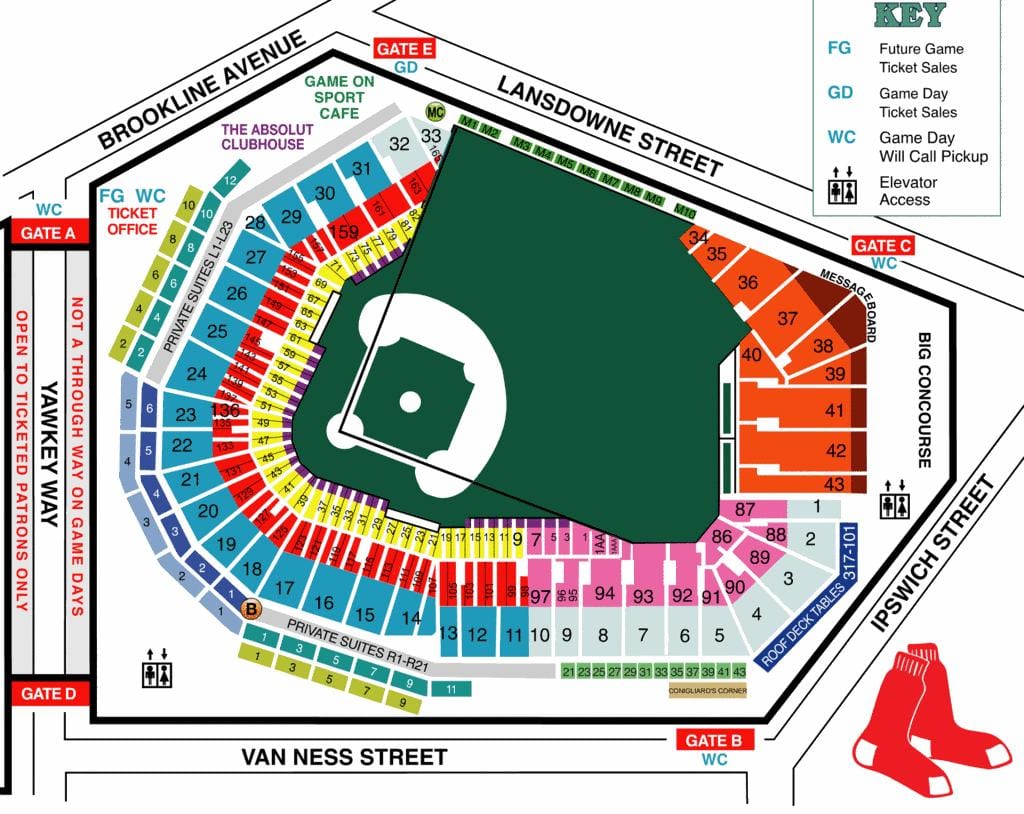 Fenway ülés térkép