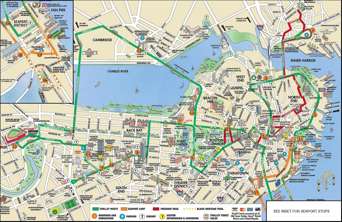 Boston hop on hop off kocsi túra térkép