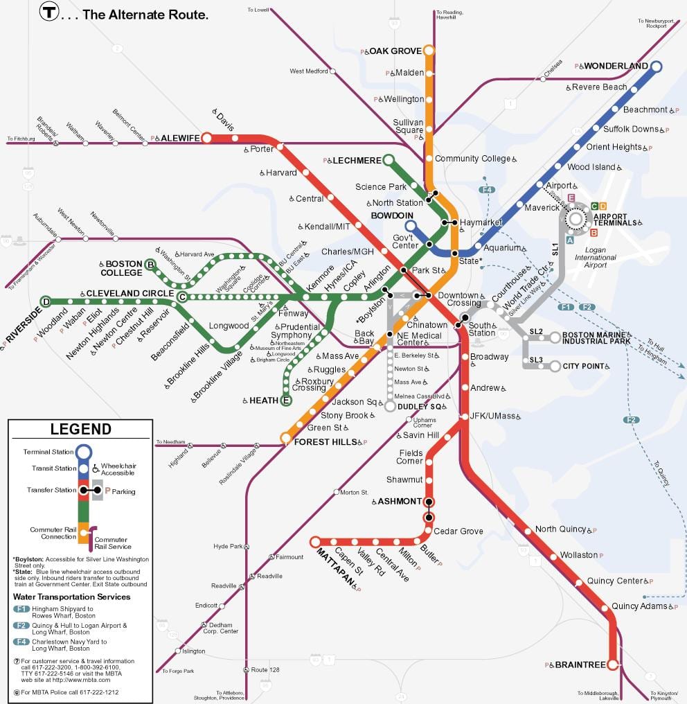 narancssárga vonal Boston térkép