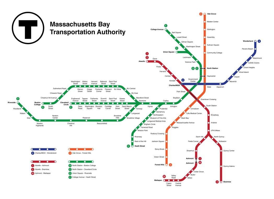 metró Boston térkép