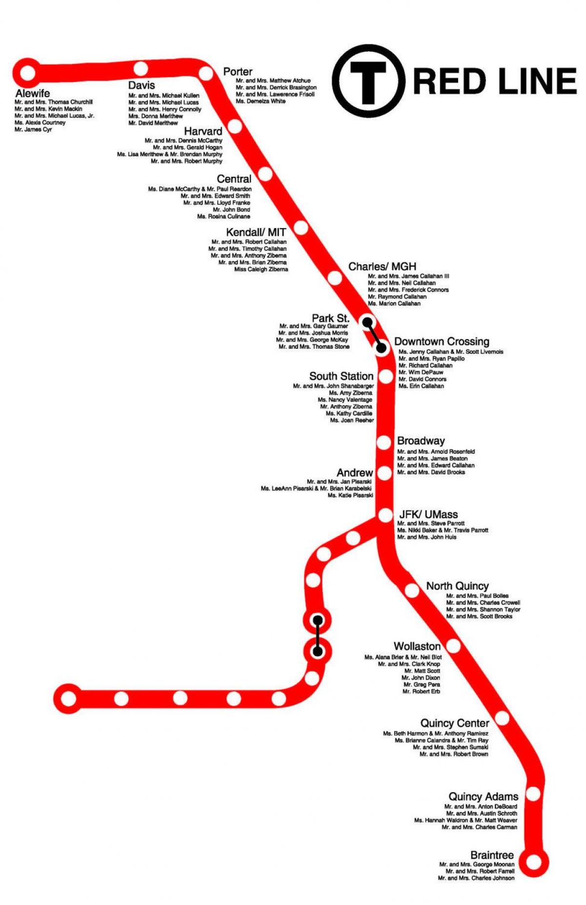 piros vonal Boston térkép