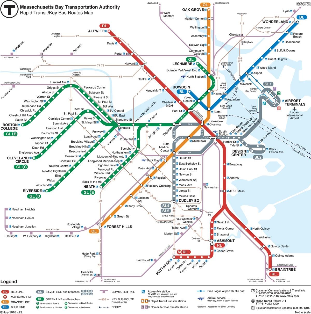 térkép a T Bostoni