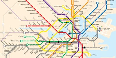 Boston tömegközlekedési térképe