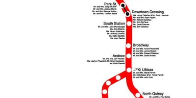 Piros vonal Boston térkép